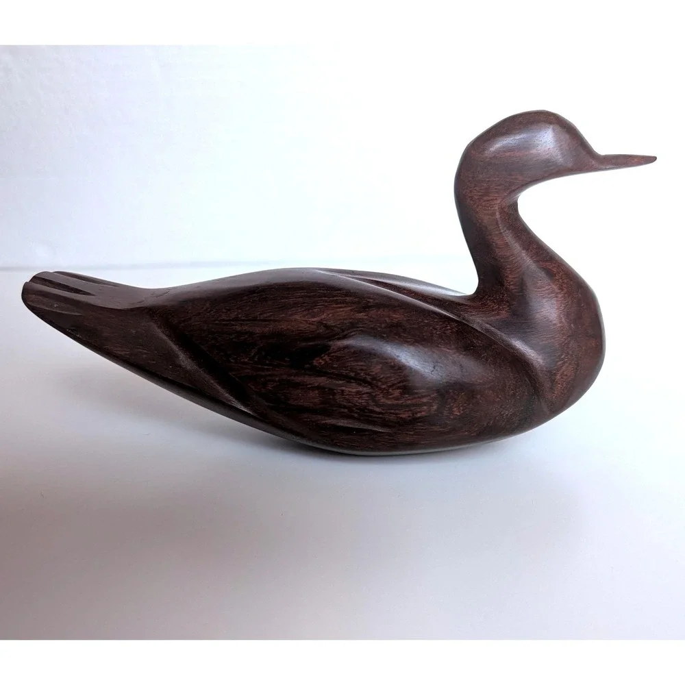 Hand Carved Wooden Loon Decoy Figurine Ironwood Dark Brown Home Decor Sculpture